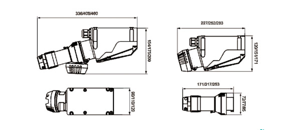 Dimensiones del contorno de los enchufes y enchufes de receptáculo a prueba de explosiones serie SSP